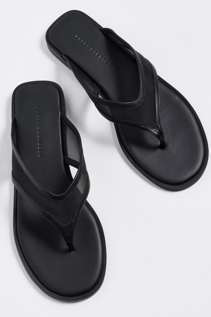 Flat lay of Frēda Salvador Halle Mesh Thong Sandal top view