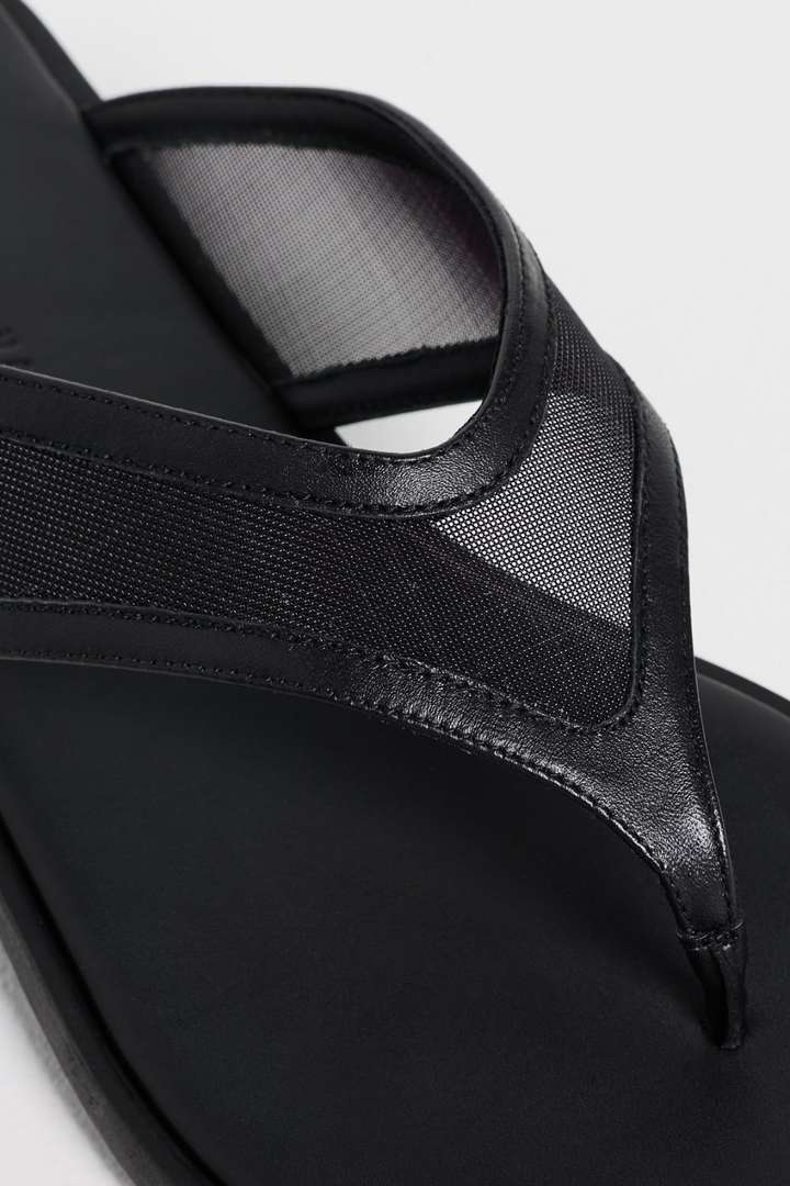 Flat lay of Frēda Salvador Halle Mesh Thong Sandal top view