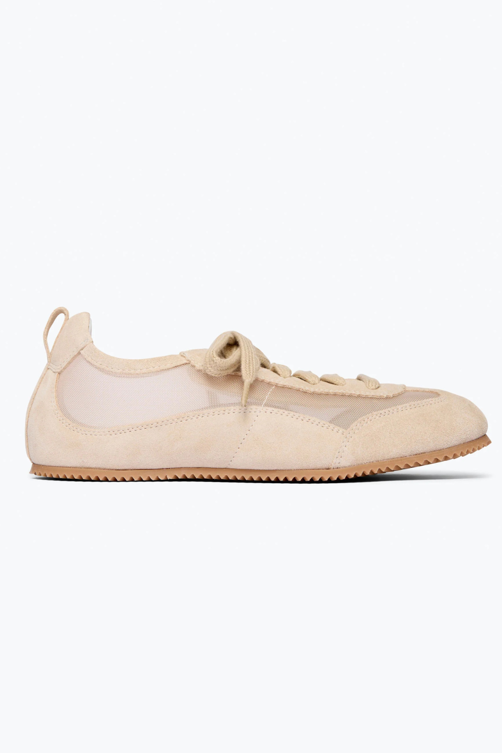 Flat lay of Frēda Salvador Minnie Ballet Sneaker Sahara Suede With Mesh side view