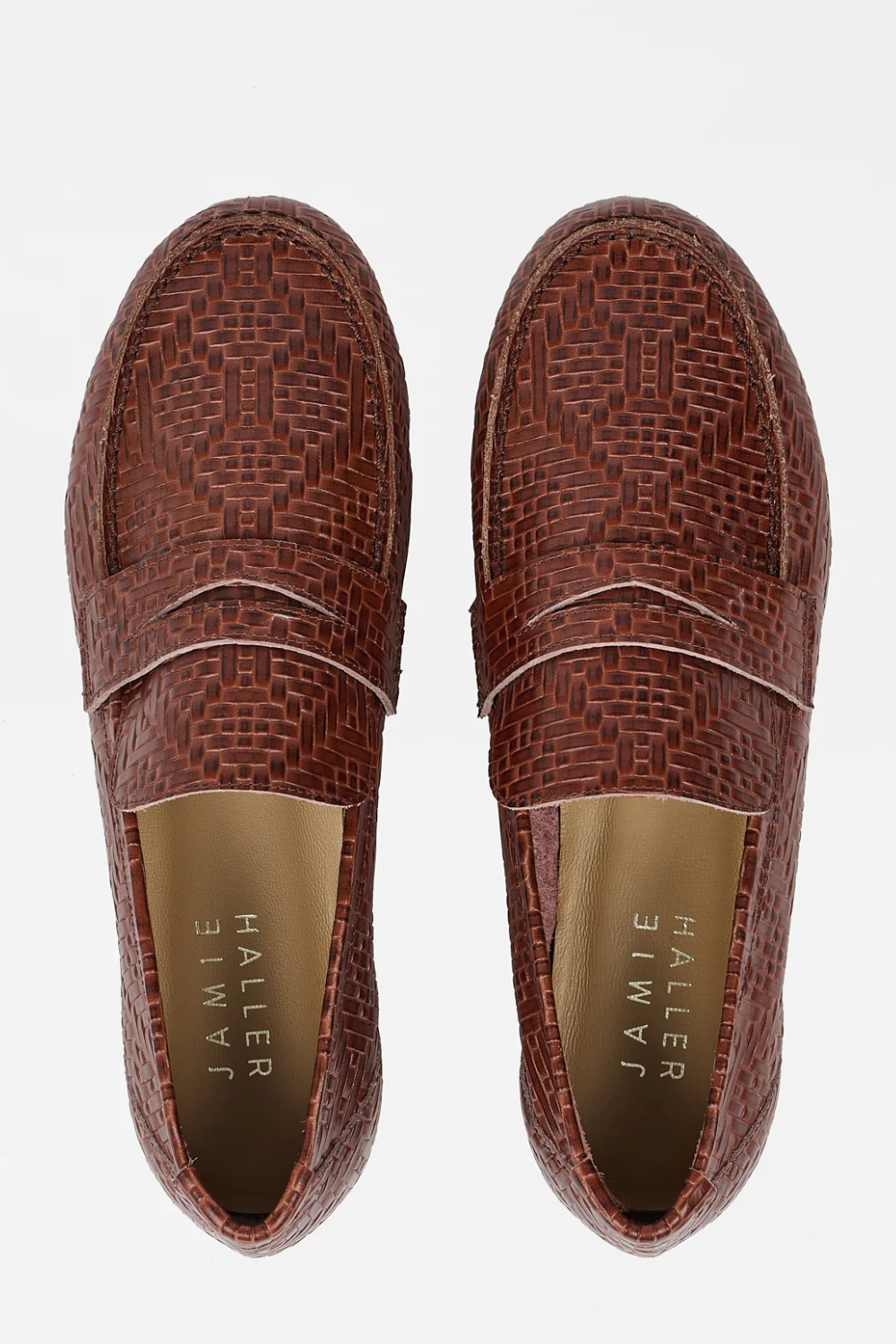 Flat lay of Jamie Haller The Penny Loafer Espresso top view