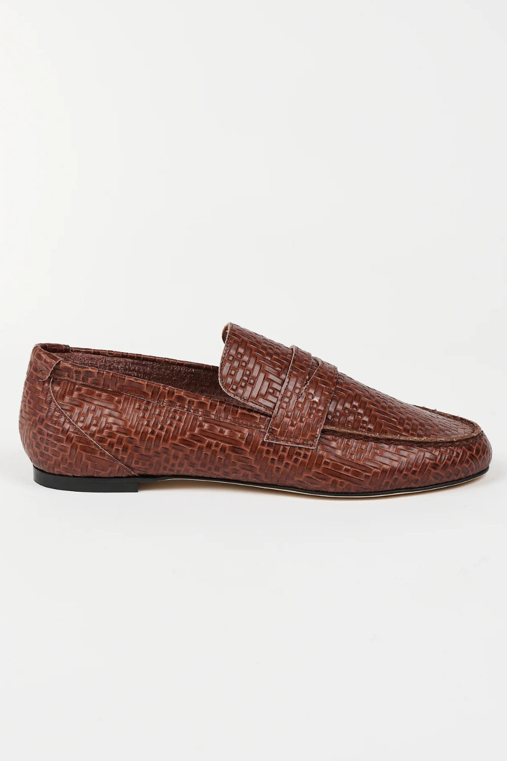 Flat lay of Jamie Haller The Penny Loafer Espresso side view
