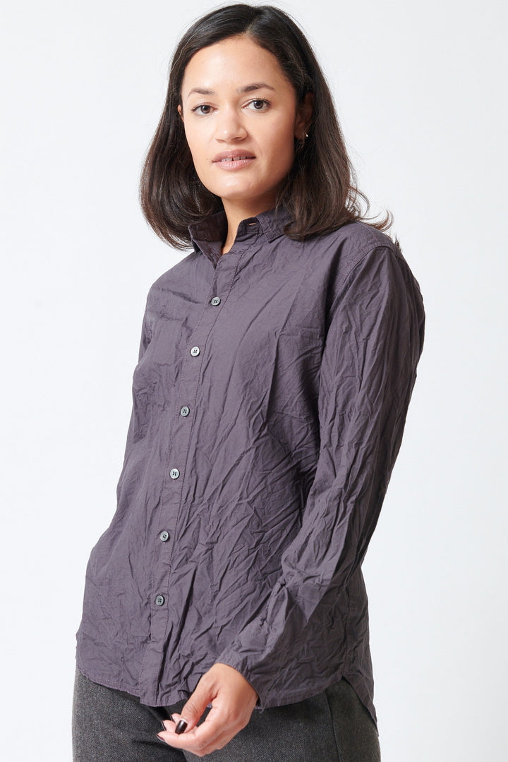 Model wearing Pas de Calais Cotton Typewriter Standard Shirt front view