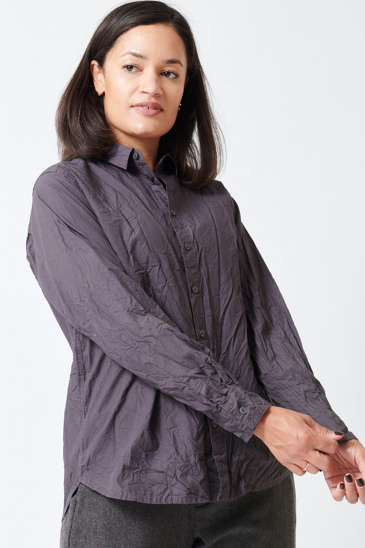 Model wearing Pas de Calais Cotton Typewriter Standard Shirt front view