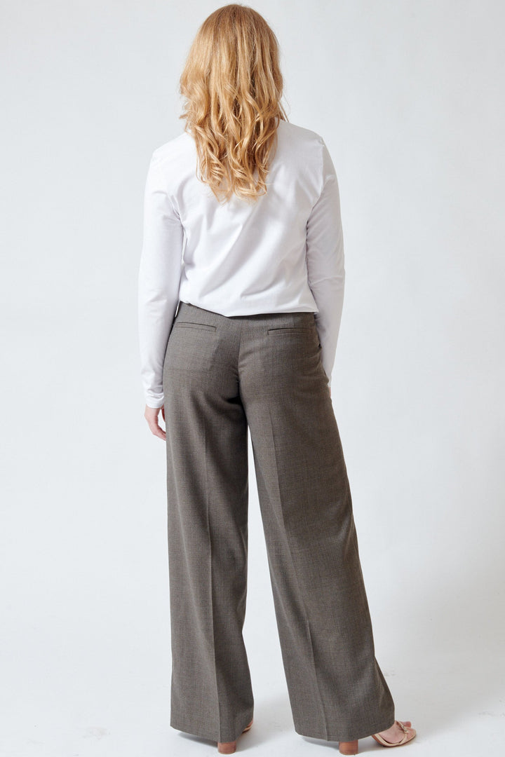 Model wearing Peserico Stretch Wool Blend Micro Pattern Flannel Pants rear view