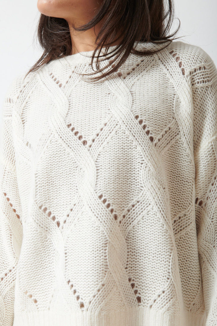 Amanda wearing Sablyn Gia Slouchy Crewneck Sweater front/detail view