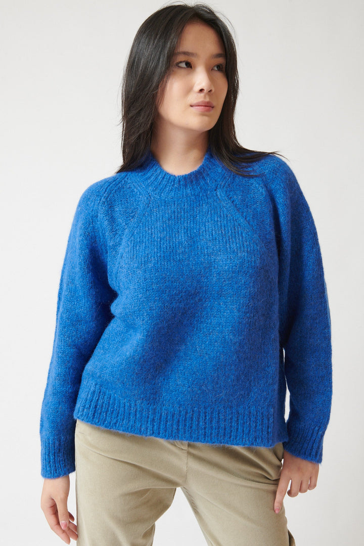 Lilly wearing Rosso 35 Alpaca Blend Afton Sweater front view