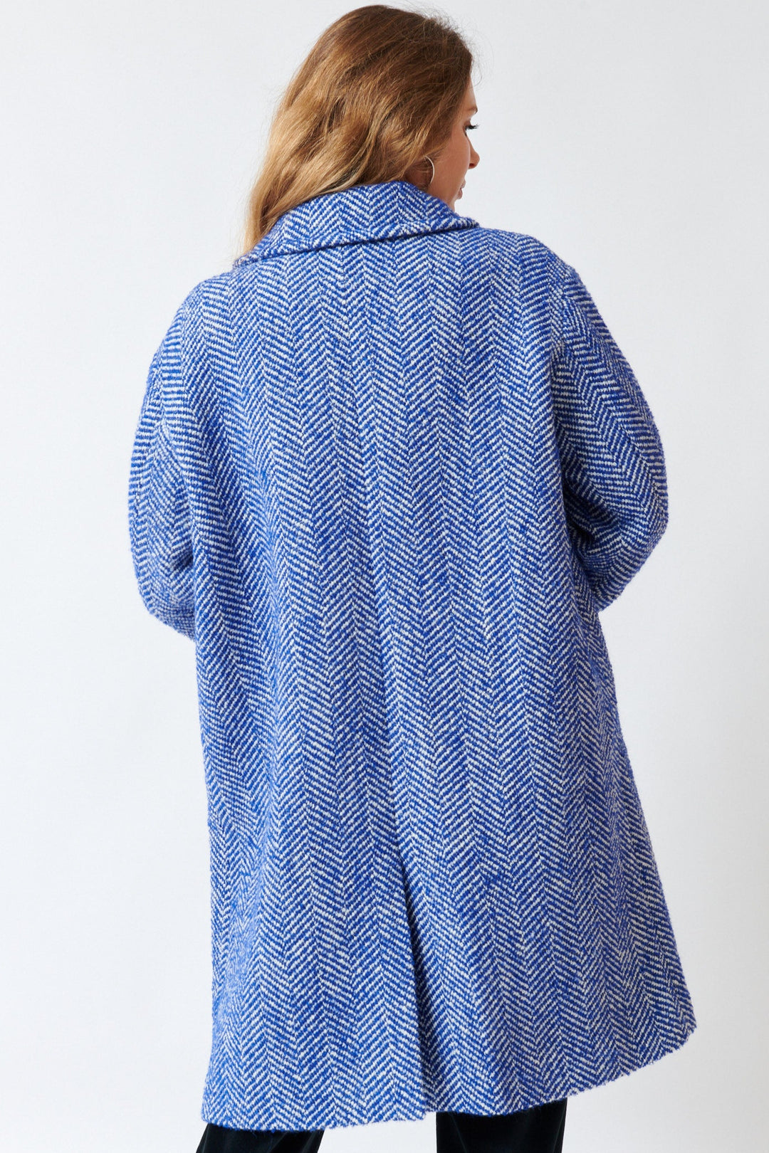 Mari wearing Rosso 35 Double Breasted Jamie Coat rear view