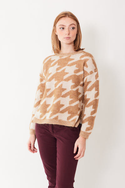 Rosso35 Houndstooth Split Hem Sweater