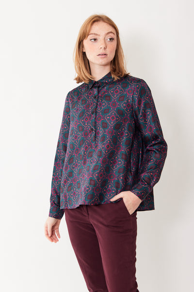 Rosso35 Printed Silk Tunic Blouse