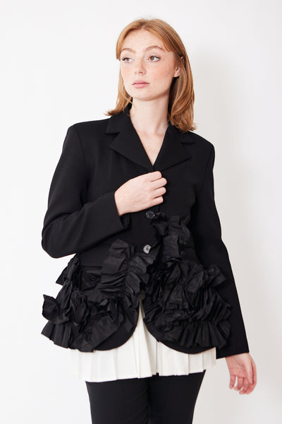 Front view of Meimeij Ruffles Upon Ruffles Jacket With Pleated Shell