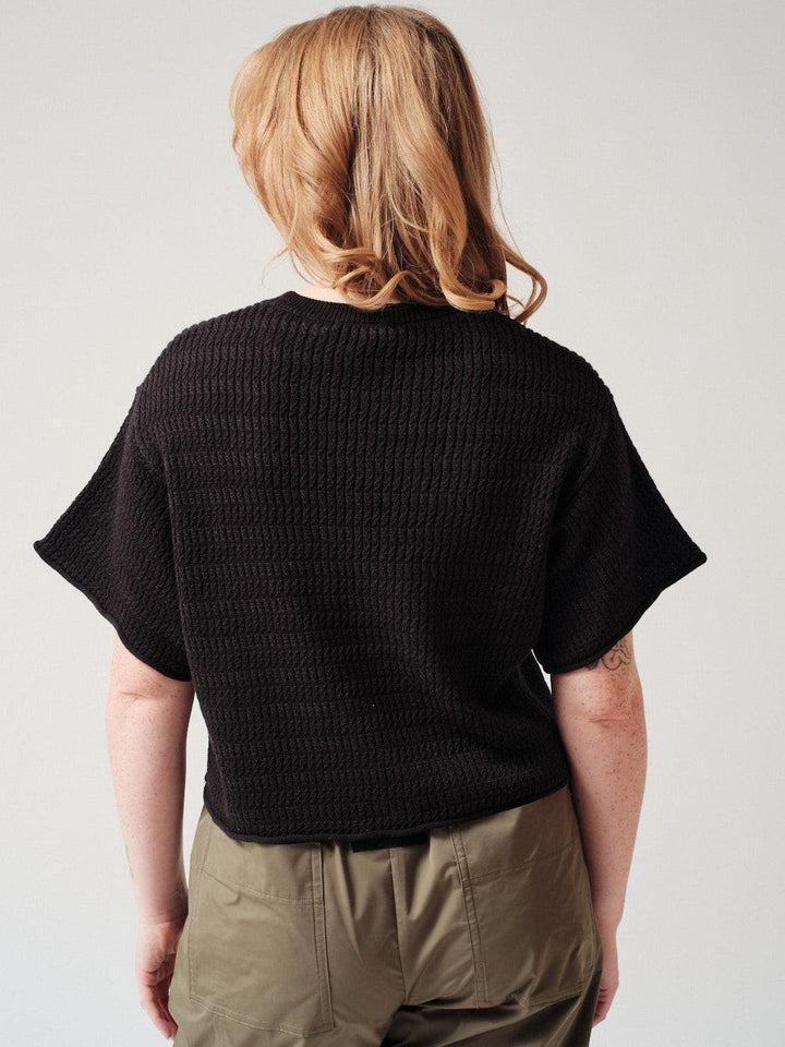 Waverly wearing Sablyn Tilda B Relaxed Crewneck Knit Tee rear view