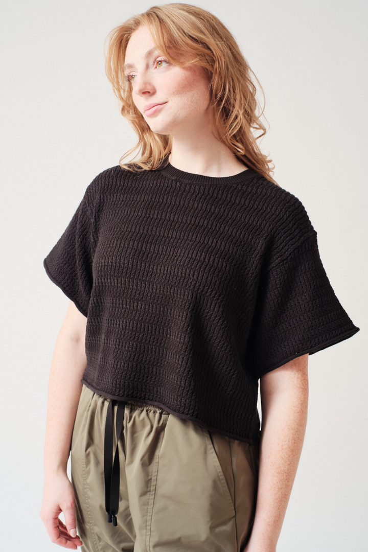 Waverly wearing Sablyn Tilda B Relaxed Crewneck Knit Tee front view