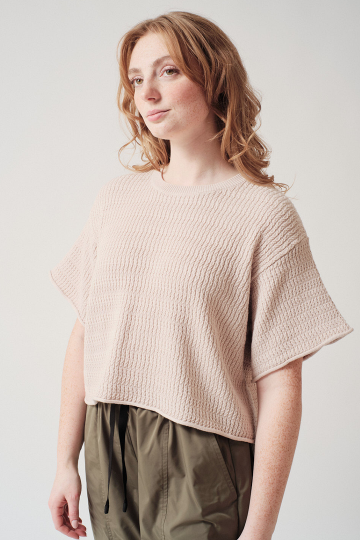 Waverly wearing Sablyn Tilda B Relaxed Crewneck Knit Tee front view