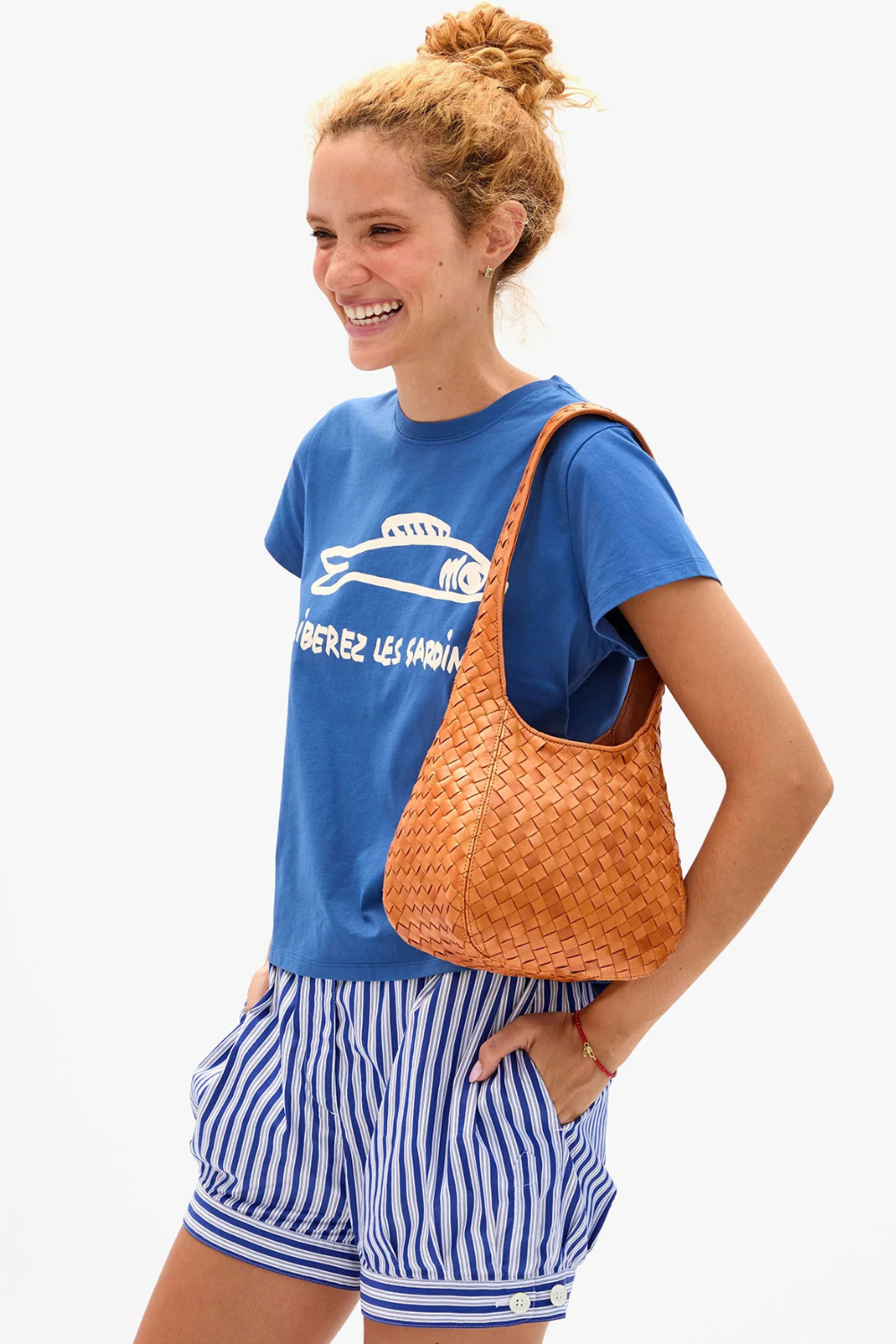 Model wearing Clare V. Petit Bando front view