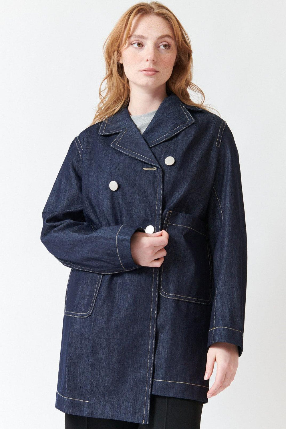 Waverly wearing Sofie D'Hoore Callet Caban Jacket front view