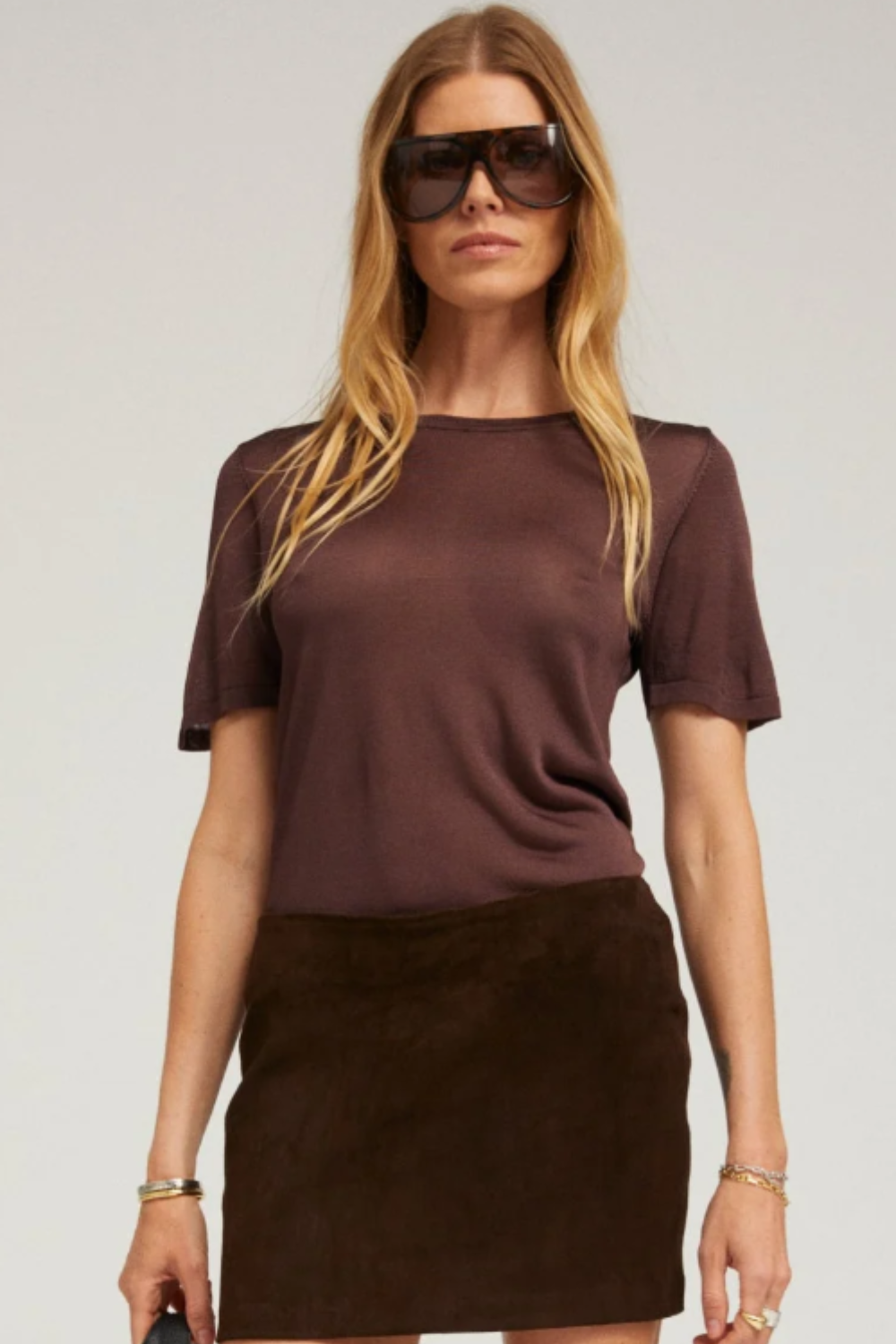 Model wearing SPRWMN Classic Short Sleeve Tee front view