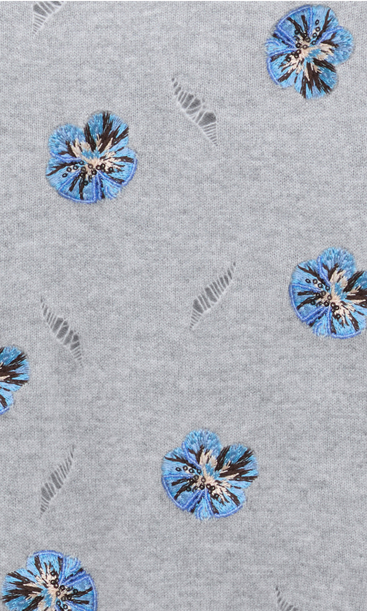 Model wearing Dorothee Schumacher Blooming Statements Pullover detail/color view