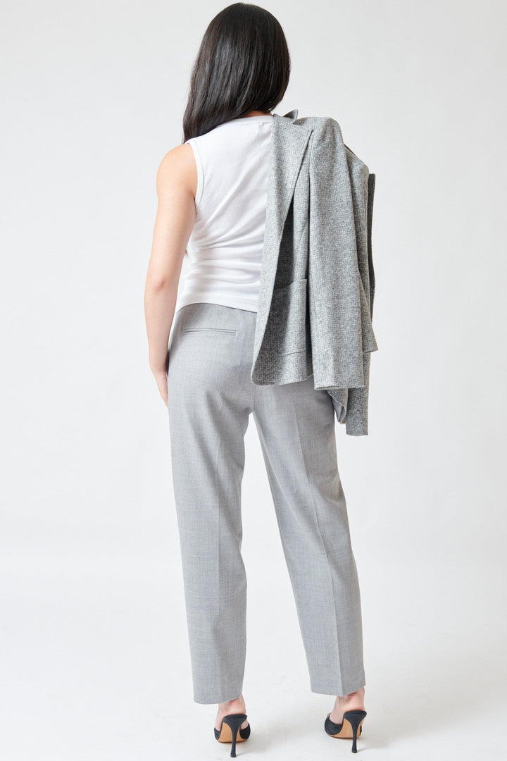 Lilly wearing Seventy Joan Elasticated Trouser Light Grey Melange-grethen-house rear view
