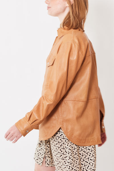 Side view of Seventy Leather Shirt Jacket