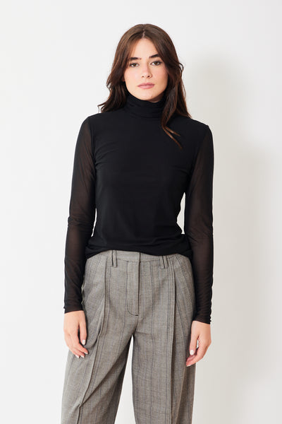 Solid Mesh Long Sleeve Rollneck Black 38, modeled from the front