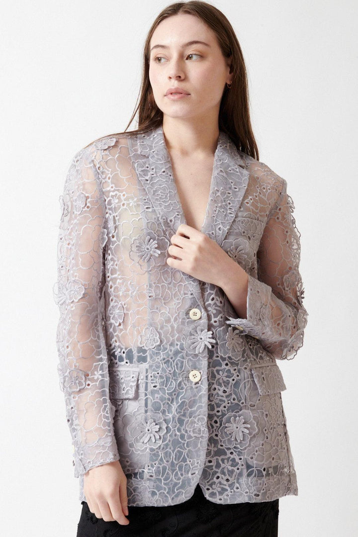 Angela wearing The Garment Sydney Blazer front view