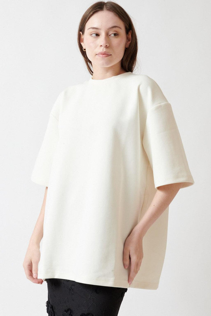 Angela wearing The Garment TG Bow Tee front view