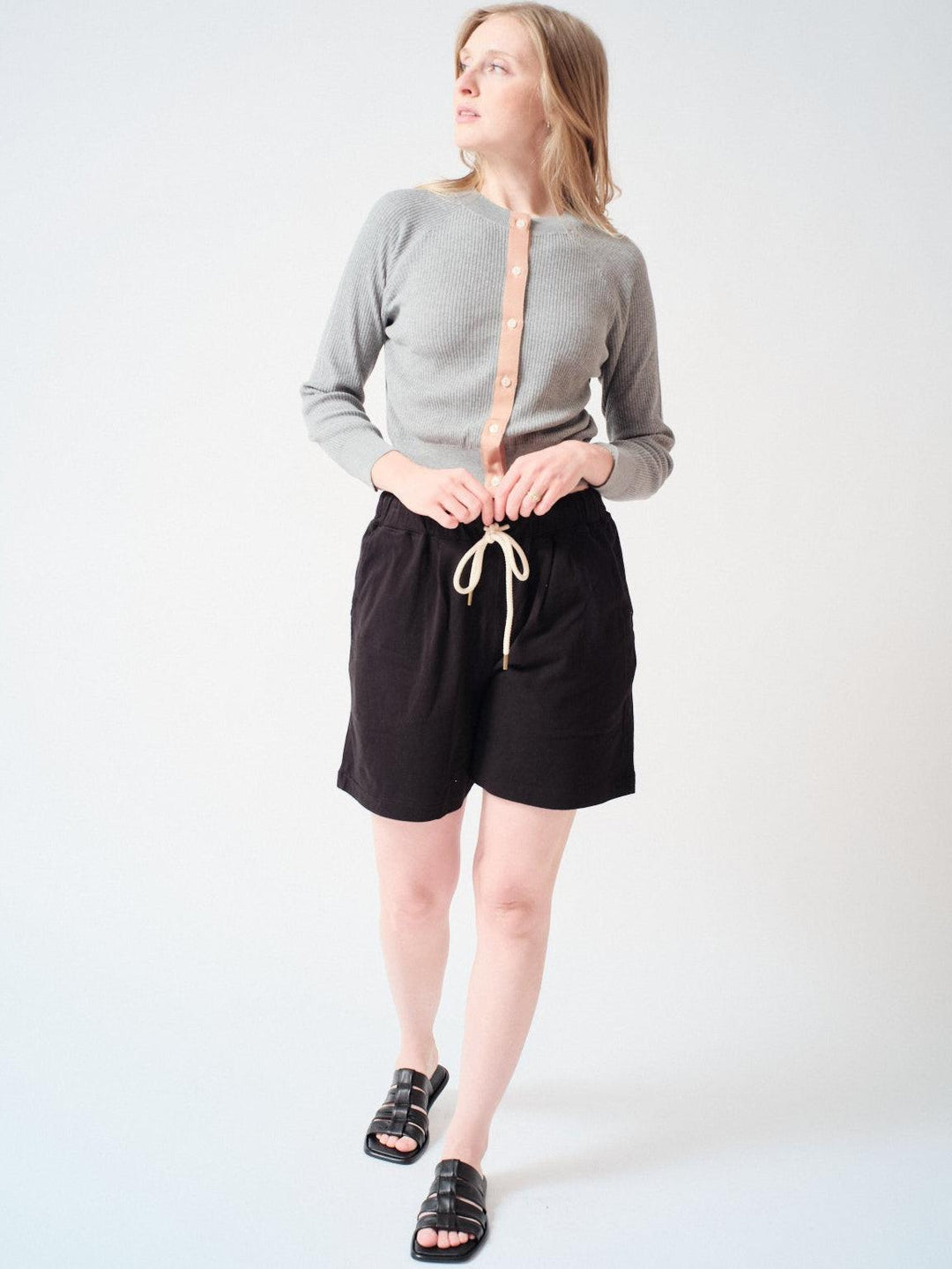 Madi wearing The Great The Relaxed Sport Short front view