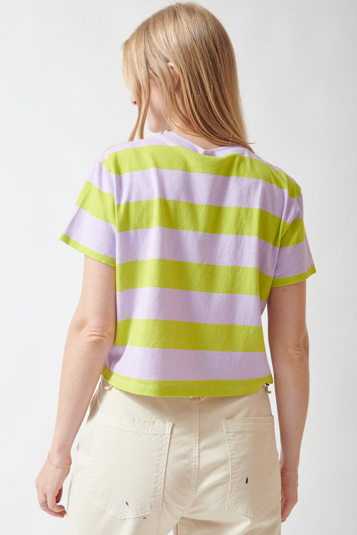 Madi wears size ASKK NY Shrunken Boy Tee rear view