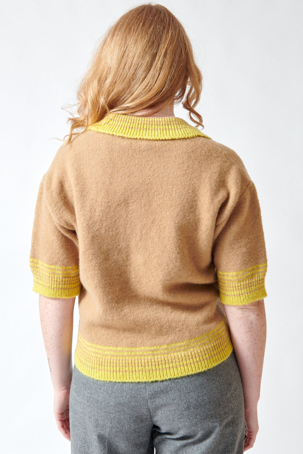 Waverly wearing Tela Anoki Polo Sweater REAR view