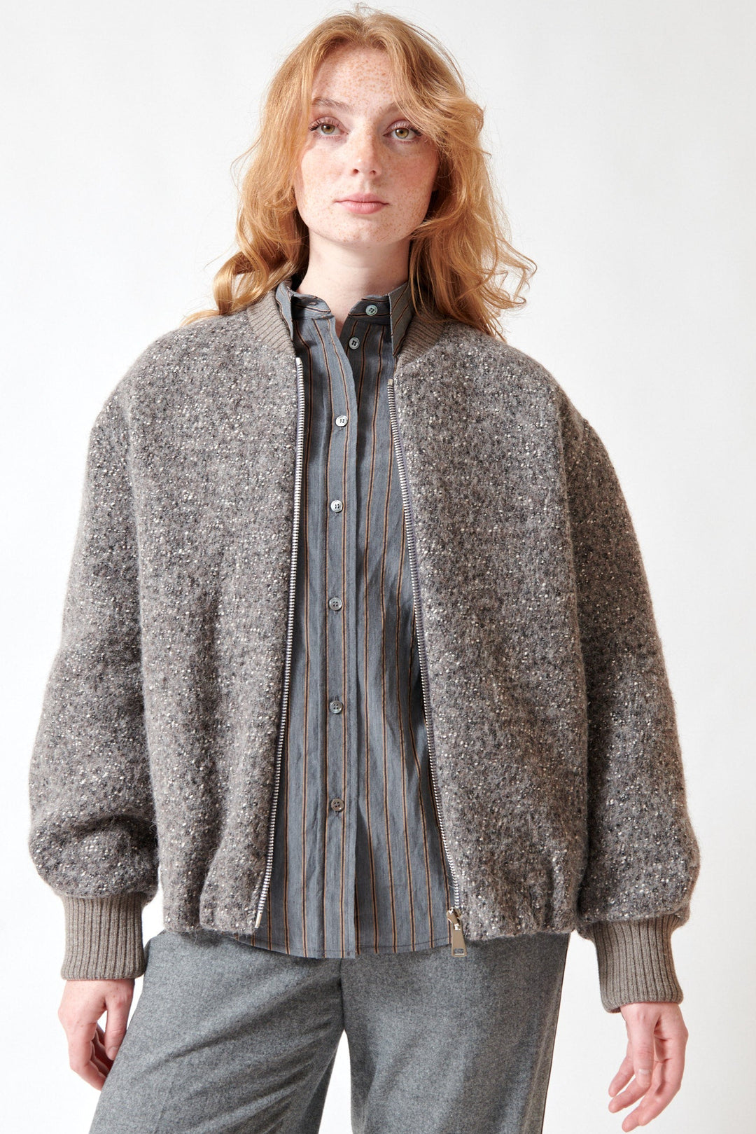 Waverly wearing Tela Skyler Outer Jacket front view