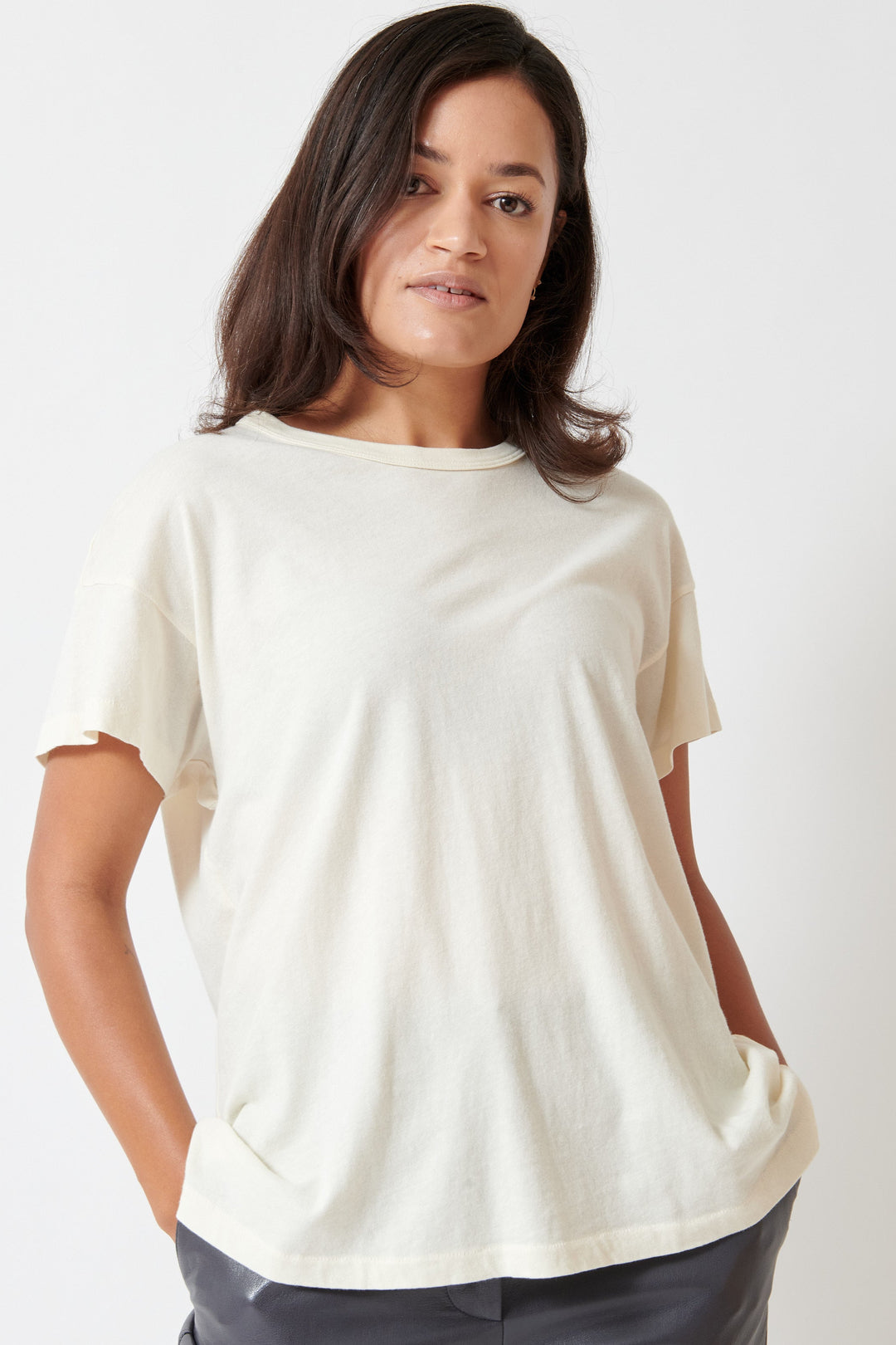 Model wearing The Great The Boxy Crew front view