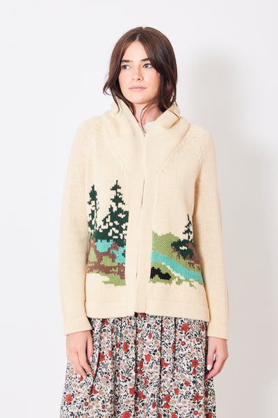 The Great The Camp Lodge Cardigan, modeled from the front