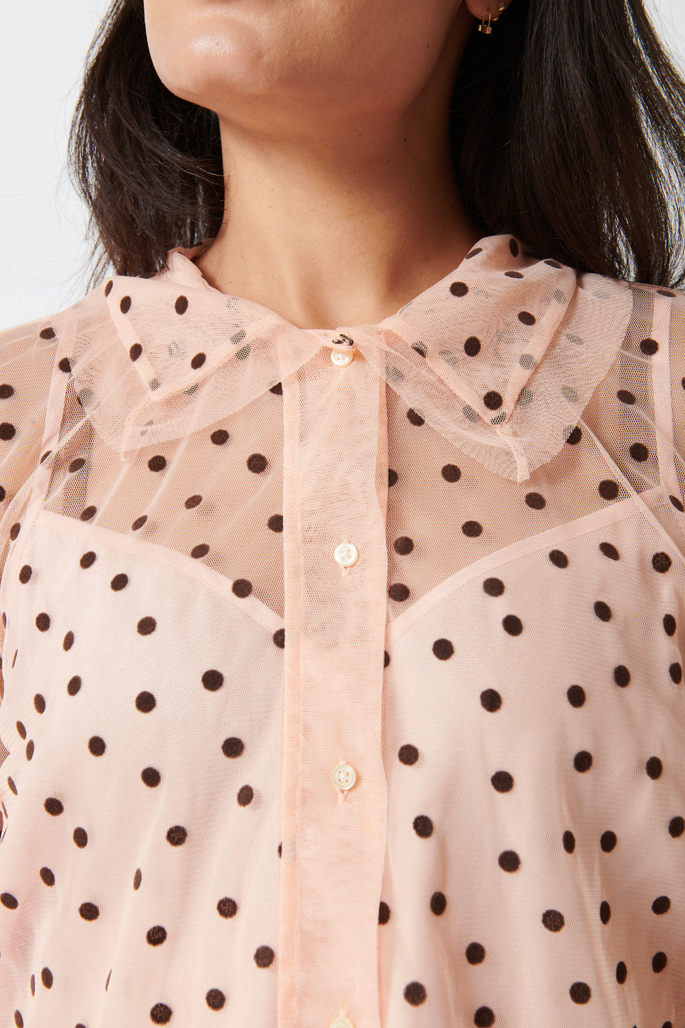 Model wearing The Great The Cotillion Top front/detail view