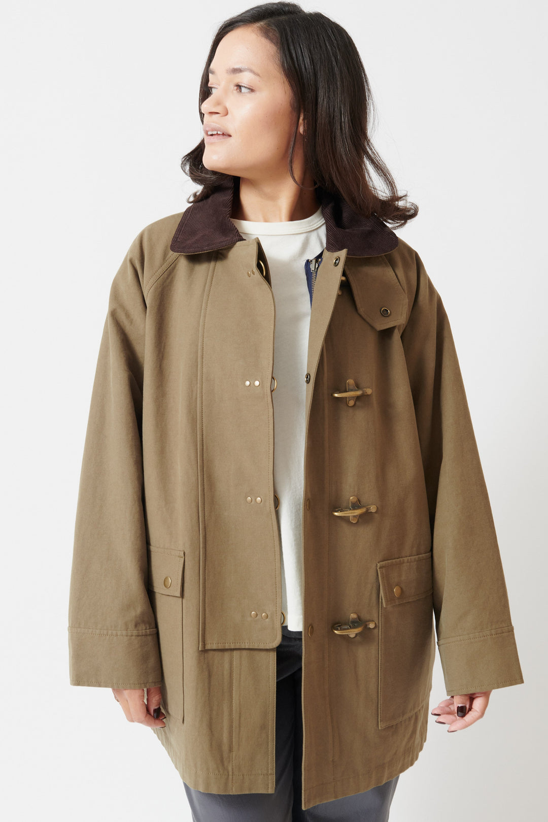 Model wearing The Great The Firefighter Jacket front view