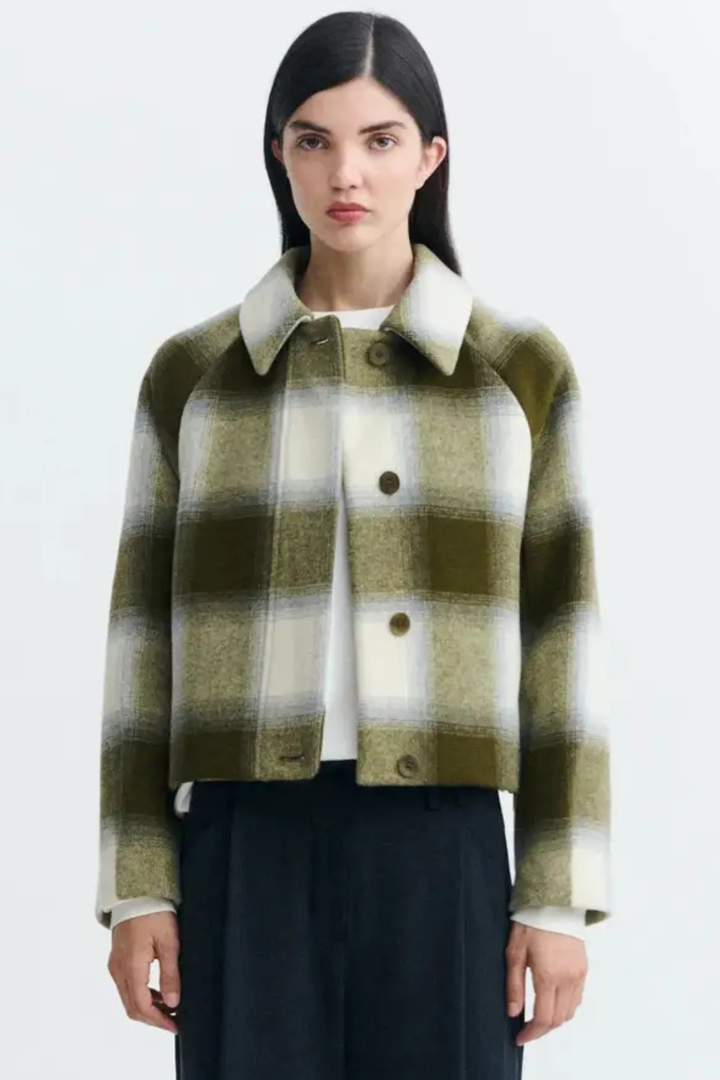 Model wearing Thinking MU Daria Jacket front view