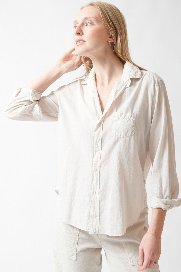 Madi wearing Frank & Eileen Eileen Relaxed Button Up Shirt front view