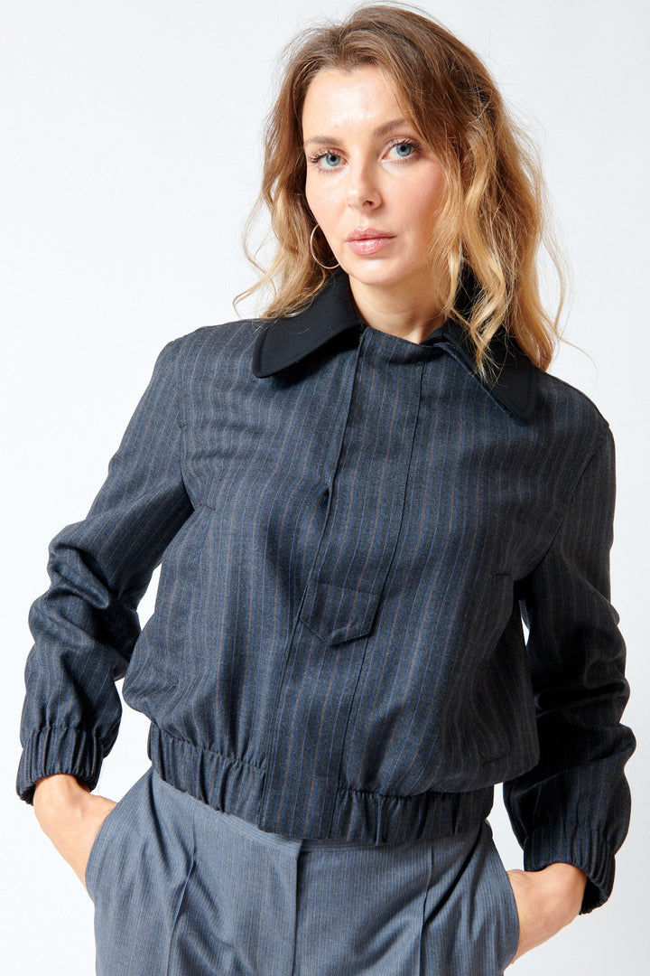 Mari wearing WE-AR4 The Oxford Bomber front view