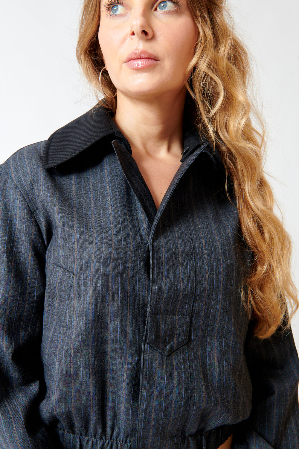 Mari wearing WE-AR4 The Oxford Bomber front detail view