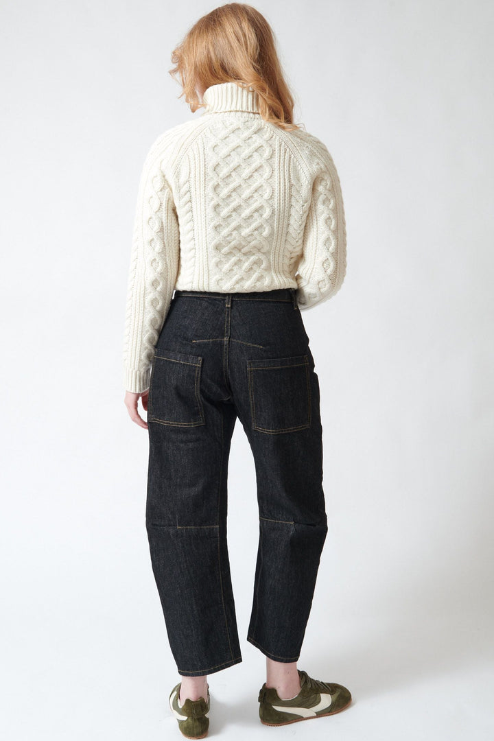 Waverly wearing Nili Lotan Shon Jean Resin Rinse rear view