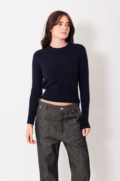 White + Warren Cashmere Shrunken Crewneck, modeled from the front