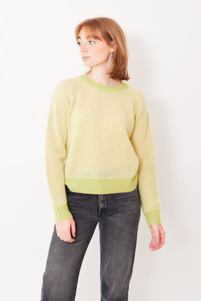 White + Warren Cashmere Cashmere Two Tone Mesh Sweatshirt Front