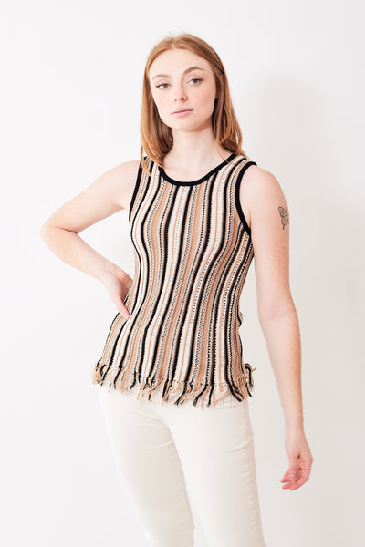 White + Warren Mercerized Cotton Fringe Tank