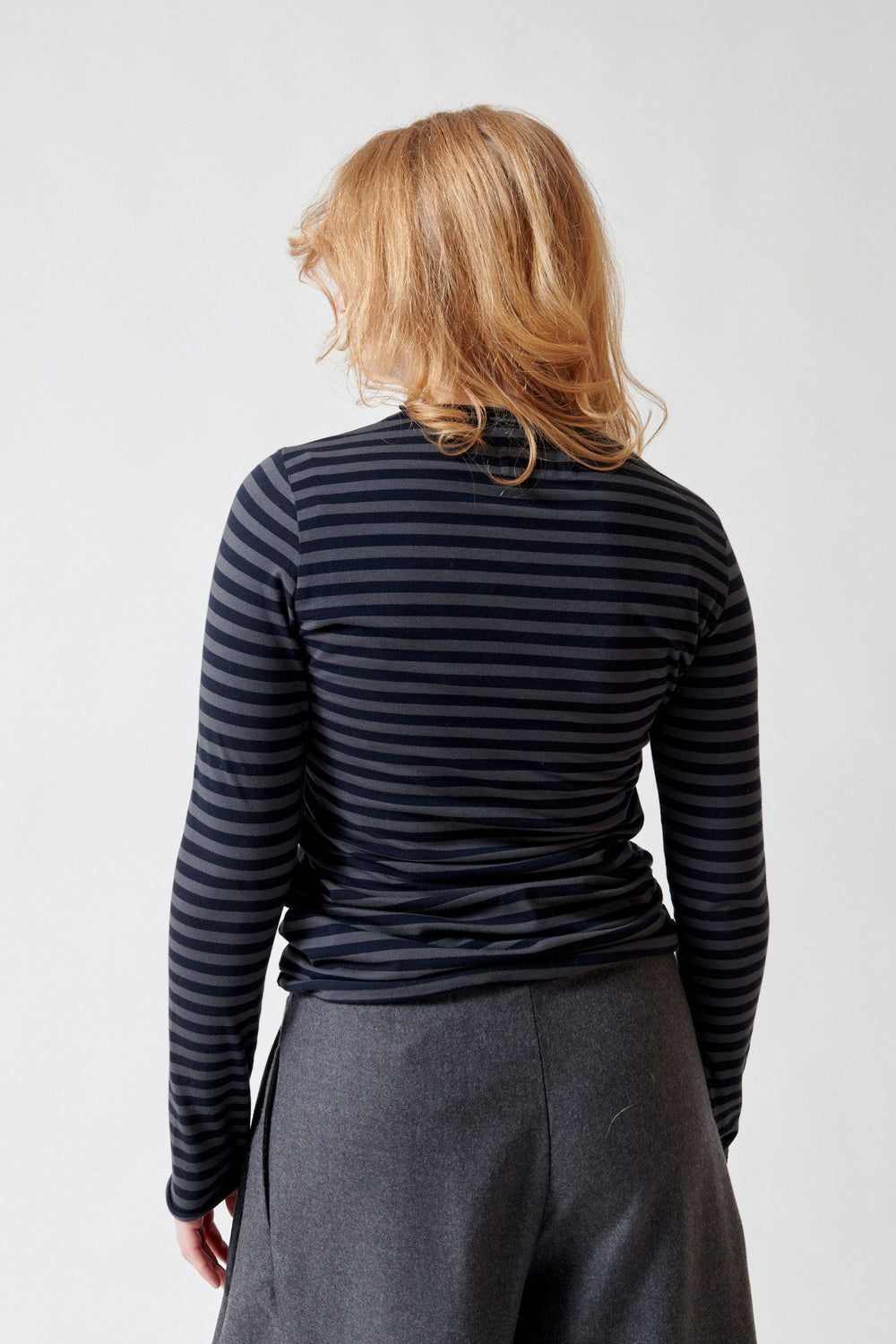 Waverly wearing Labo.Art Basic Striped Jersey Long Sleeve Tee rear view