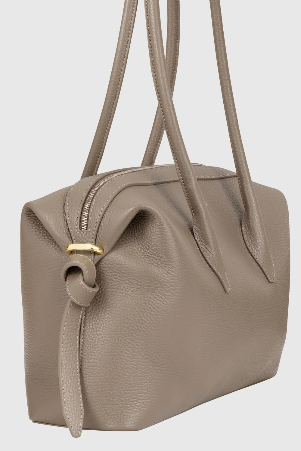 Flat lay of Yuzefi Brioche Duffle side/detail view