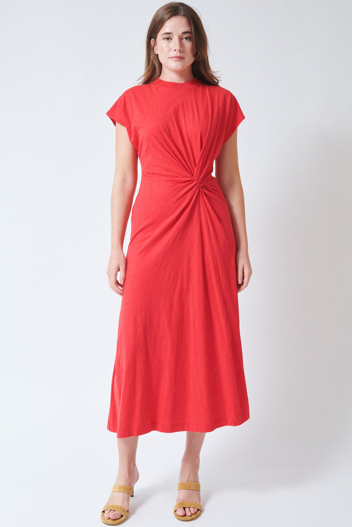 Julia wearing Apiece Apart Volta Twist Dress front view