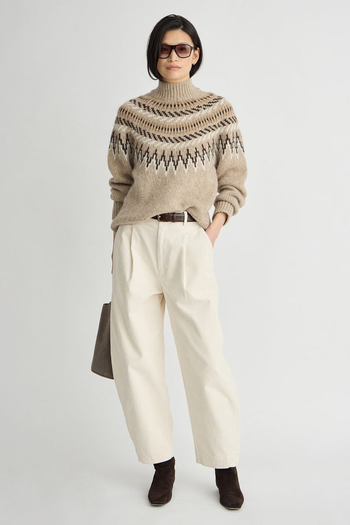 Apiece Apart Fair Isle Mock Neck Sweater