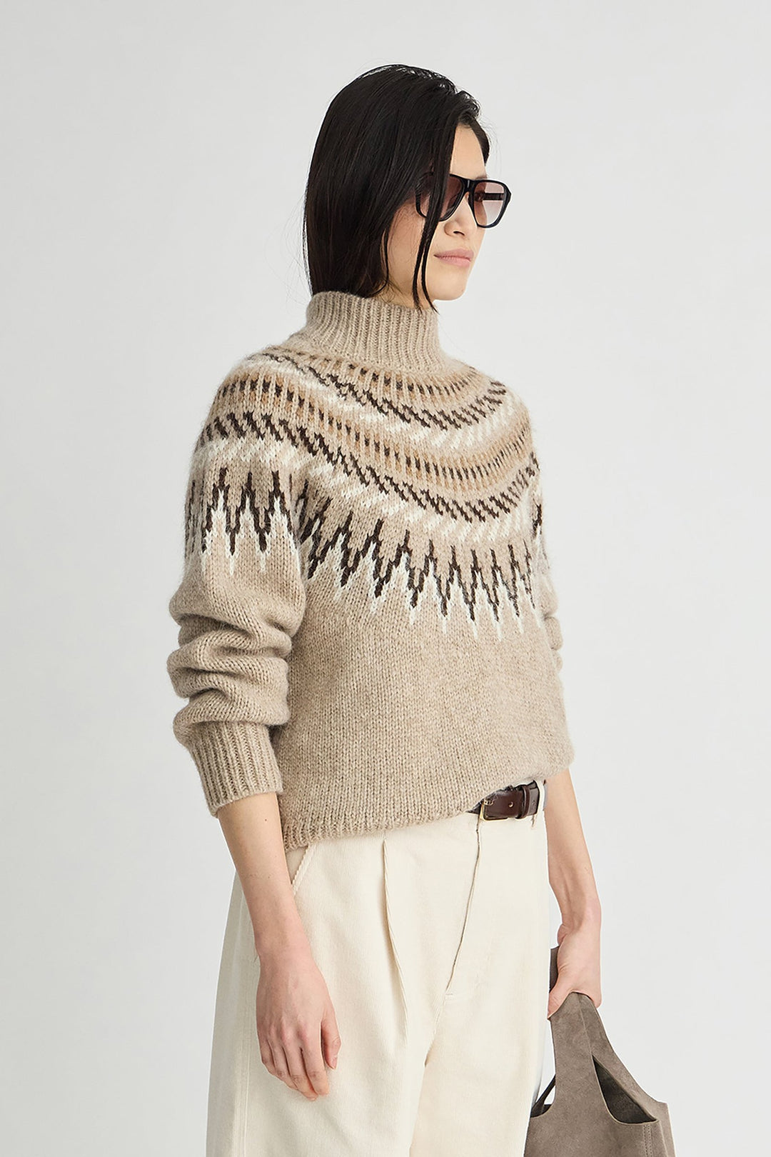 Apiece Apart Fair Isle Mock Neck Sweater