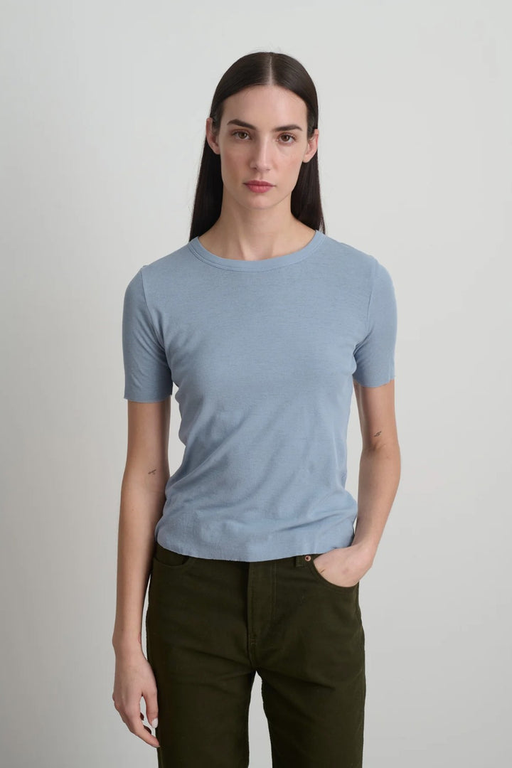 B SIDES Superfine Rib Cotton Crepe Jersey Double Tee