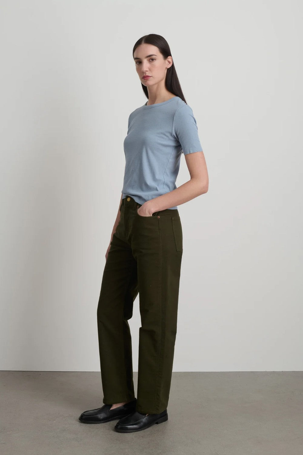 B SIDES Superfine Rib Cotton Crepe Jersey Double Tee