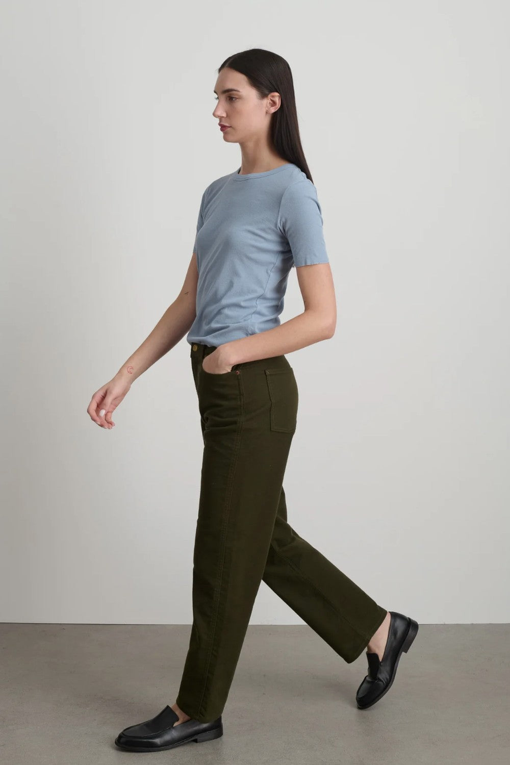 B SIDES Superfine Rib Cotton Crepe Jersey Double Tee